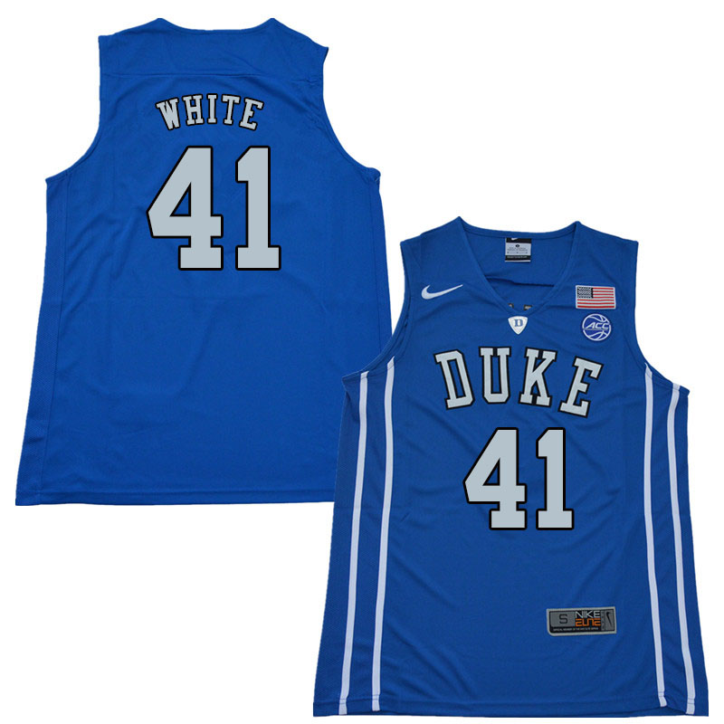 2018 Men #41 Jack White Duke Blue Devils College Basketball Jerseys Sale-Blue